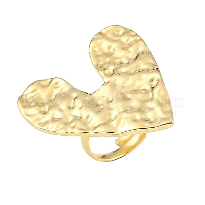 Ионное покрытие (ip) текстурированное сердце из нержавеющей стали 304 регулируемые кольца для женщин RJEW-H231-02G-1