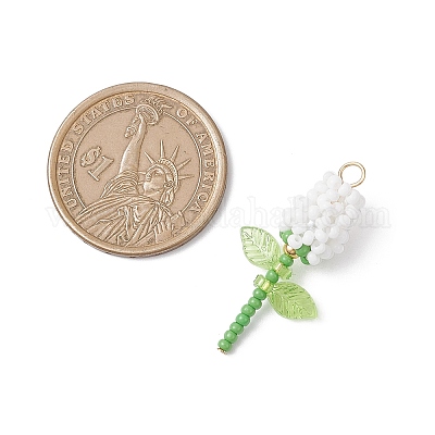 Подвески-розы из стеклянных бус PALLOY-MZ00959-05-1