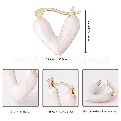 Серьги-кольца с эмалевыми сердечками JE1108A-1