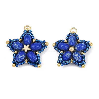 Подвески из стеклянного бисера ручной работы и синтетических окрашенных бусин императорской яшмы PALLOY-MZ00752-02-1