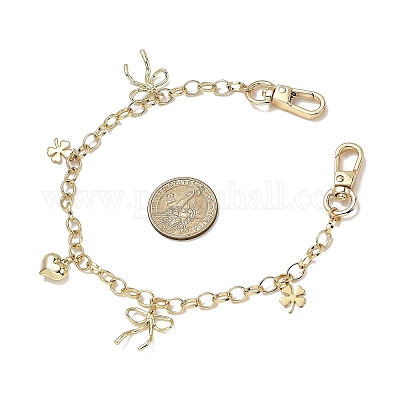 Декоративные цепочки из нержавеющей стали 304 и сплава в форме сердца и клевера с бантом из латуни FIND-JF00180-1