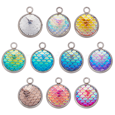 40шт 10 цвета подвески из смолы RESI-GO0001-09-1