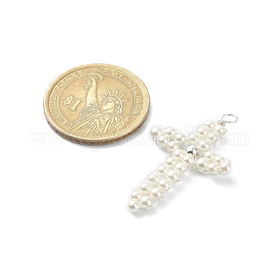 Круглые жемчужные бусины в виде ракушек PALLOY-JF02077-02-1