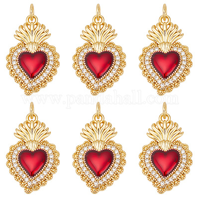 6 шт. латунные подвески с микропаве из прозрачного кубического циркония класса ААА KK-BBC0015-32B-1