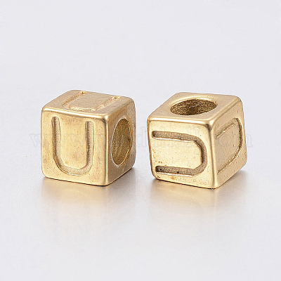 Европейские бусины с большими отверстиями из нержавеющей стали 304 X-STAS-H428-01G-U-1