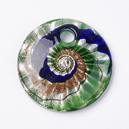 Handmade Silver Foil Glass Pendants FOIL-E103-02D-1