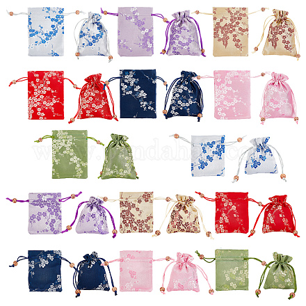 AHANDMAKER 14Pcs Silk Brocade Pouches Drawstring Gift Bags ABAG-GA0001-12-1