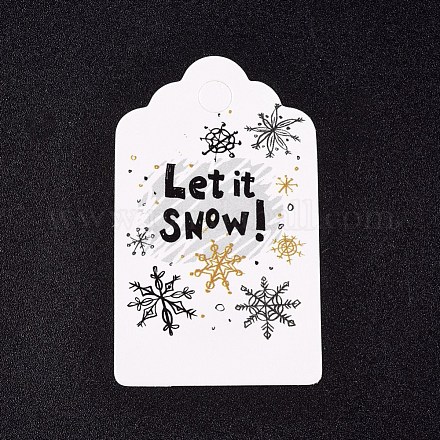 紙ギフトタグ  hange tags  美術工芸用  クリスマスのために  言葉でそれを雪と雪片の模様にしましょう  ホワイト  50x30x0.3mm  穴：5mm CDIS-L003-E02-A-1