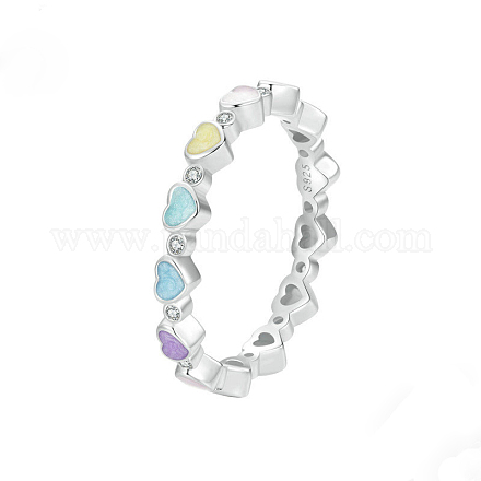 Кольца-пальцы в форме сердца из стерлингового серебра с микропаве из прозрачных кубических цирконий и эмалью FS-WGA58F8-02-1