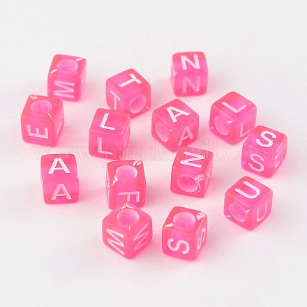Mixed Letters Transparent Acrylic Cube Beads SACR-S181-02-1