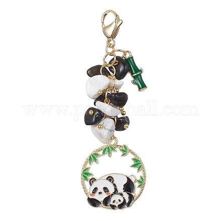 Décorations de pendentif en émail en alliage de panda HJEW-JM01275-03-1