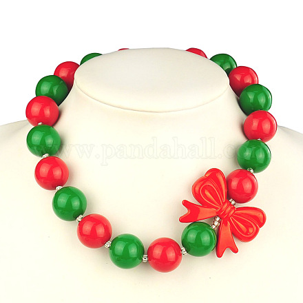 Enfants en bloc perles acryliques bubblegum colliers volumineux NJEW-JN00403-03-1