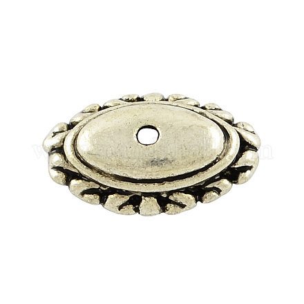 Tibetischen Stil Legierung apetalous oval Perlenkappen TIBE-0548-AS-FF-1