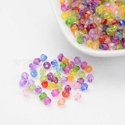 Couleur mélangée chunky perles à facettes toupie d'écartement teintes transparentes acryliques pour les enfants bijoux X-DBB4mm-1