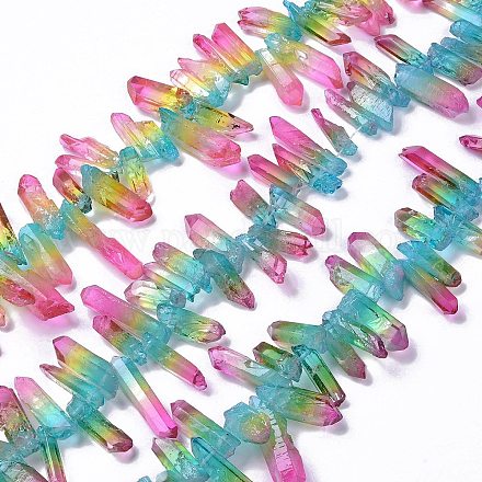 Natural Quartz Crystal Dyed Beads Strands G-I345-02F-1