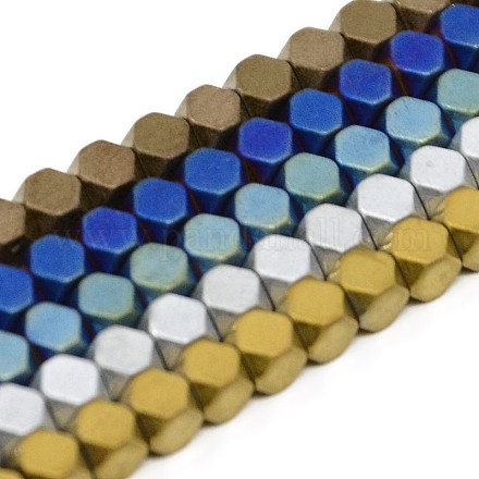Electroplate Gorgeous Omnipotent Hexagon Non-magnetic Synthetic Hematite Beads Strands G-F141-3mm-11-1