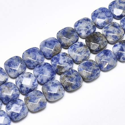 Perles de jaspe tache bleue naturelle G-S357-D02-06-1