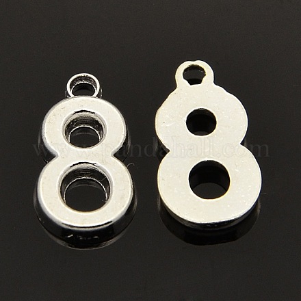 Rack Plated Zinc Alloy Number Charms X-PALLOY-A062-8S-NR-1