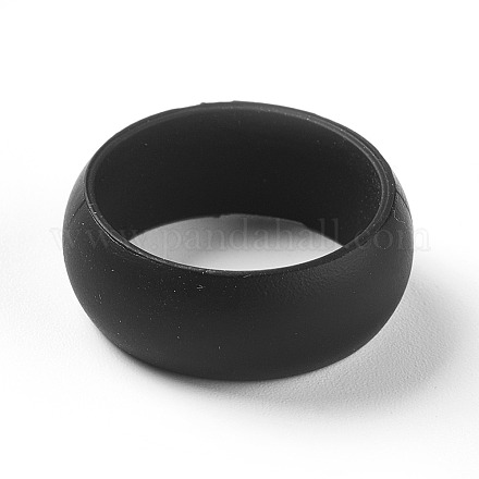 シリコーン指輪  ブラック  サイズ9  19.5mm RJEW-TAC0001-19.5mm-1