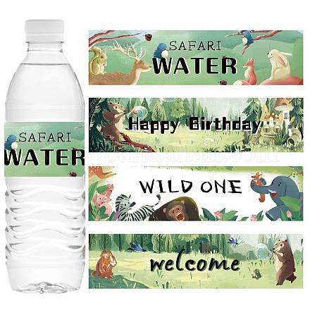Creatcabin 100 pièce 4 styles d'étiquettes pour bouteille d'eau safari Wildlife Park Wild One décorations thème animal de la jungle imperméable pour bouteille de boisson pour douche DIY-CN0002-09F-1