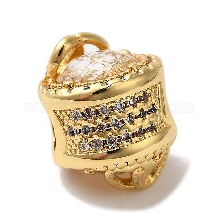 Стойка для цветов покрытие латунь микропаве кубический цирконий европейские бусины KK-G511-04A-G-1