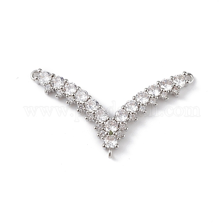 Rack Plating Brass Micro Pave Clear Cubic Zirconia Chandelier Component Link KK-C019-25P-1