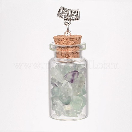 Glass Wishing Bottle Pendants PALLOY-JF00029-01-1