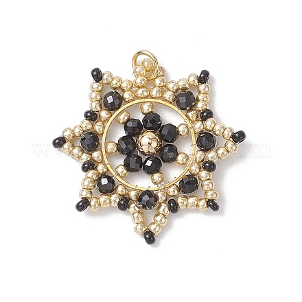 Подвески-снежинки из стеклянных бусин PALLOY-MZ00953-01-1