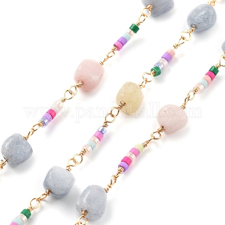 Цепи из натурального морганита и стекла CHC-K014-11G-01-1