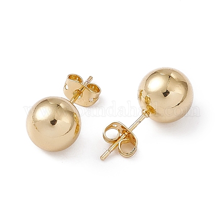 Rack Plating Brass Round Ball Stud Earrings for Women EJEW-F294-08E-G-1