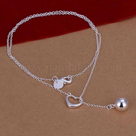 Simple Silver Color Plated Brass Necklaces For Women NJEW-BB12809-1