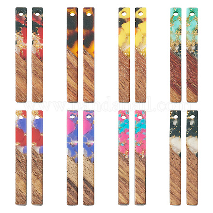 16шт 8 цвета прозрачной смолы и орехового дерева большие подвески RESI-TA0002-53-1