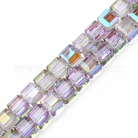Chapelets de perles en verre transparent électrolytique EGLA-N002-28-C05-1
