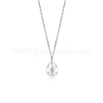Ожерелья с подвеской в форме капли из стерлингового серебра S925 с прозрачными кубическими цирконами ZZ8208-2-1