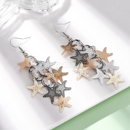 Серьги-подвески в виде морских звезд из нержавеющей стали 430 EJEW-A137-11M-1