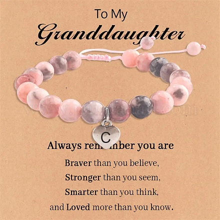 Браслеты из натуральной розовой зебровой яшмы с круглыми бусинами и эластичными бусинами WGC8311-03-1