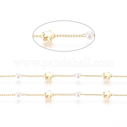 Handgefertigte Perlenkette aus Messing CHC-G011-16G-1