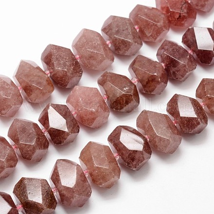 Chapelets de perles en quartz aux fraises naturelles G-H038-18-1