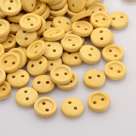 2-Hole Garment Accessories Tiny Flat Round Wooden Sewing Buttons X-BUTT-M001-03-1