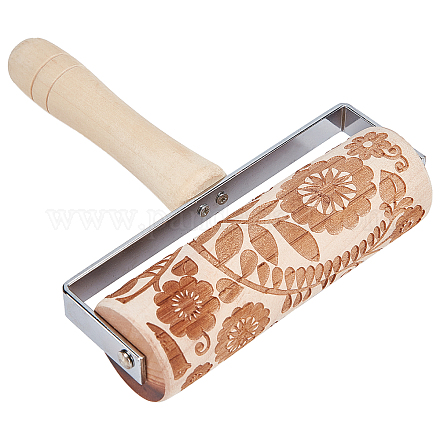 Wooden Christmas Embossing Pattern Roller DIY-WH0209-65-1