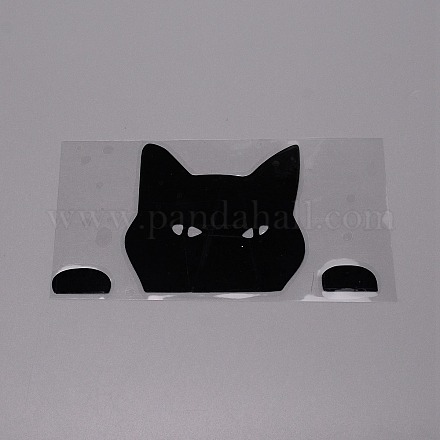 防水 3d ペット ウォール ステッカー  マスキングテープ付  車の装飾用  猫  ブラック  7.9x15.6x0.01cm DIY-WH0257-58B-1