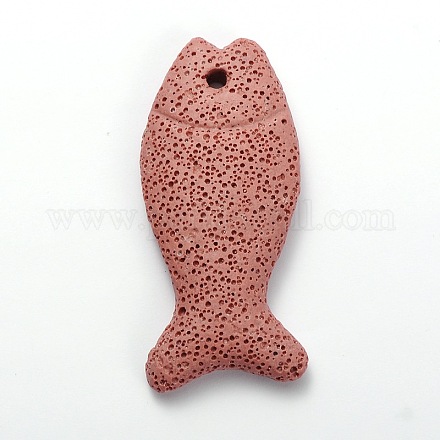 Synthetic Lava Rock Big Fish Pendants G-O025-01B-1