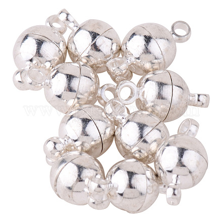 PandaHall Elite 10 Sets Round Brass Magnetic Clasps with Hole for Bracelet Necklace Jewelry Making KK-PH0012-14-NF-1