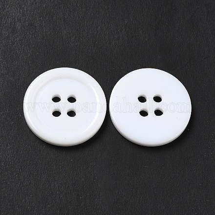 Blancas planas botones redondos de resina X-RESI-D030-20mm-01-1