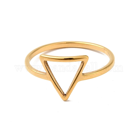 Chapado en iones (ip) 201 anillo de dedo triangular de acero inoxidable para mujer RJEW-G266-05G-1