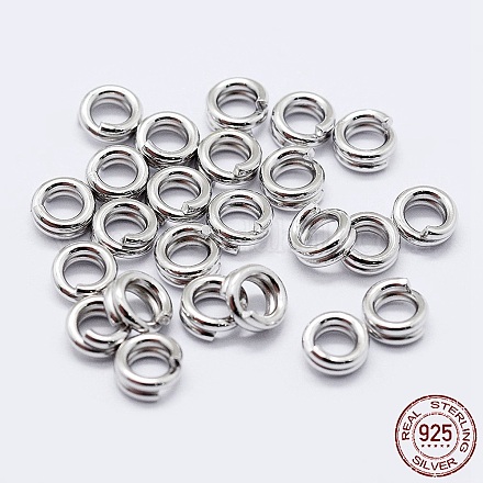 925 anillas divididas de plata de ley con baño de rodio STER-F036-01P-1x8mm-1