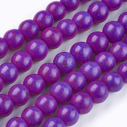 Chapelets de perles en turquoise synthétique TURQ-G106-6mm-02O-1