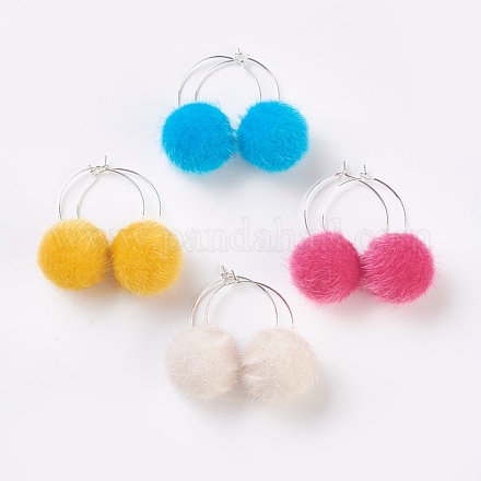 Faux Mink Fur Woven Cloth Wine Glass Charms EJEW-JE02737-1