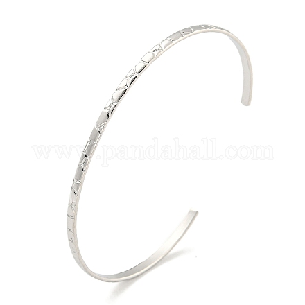 Не тускнеющий текстурированный браслет-манжета из нержавеющей стали 304 для женщин BJEW-P331-19P-1