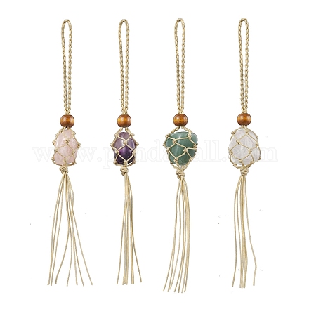 Мешочек с подвесками из необработанных натуральных драгоценных камней самородков HJEW-JM01931-03-1